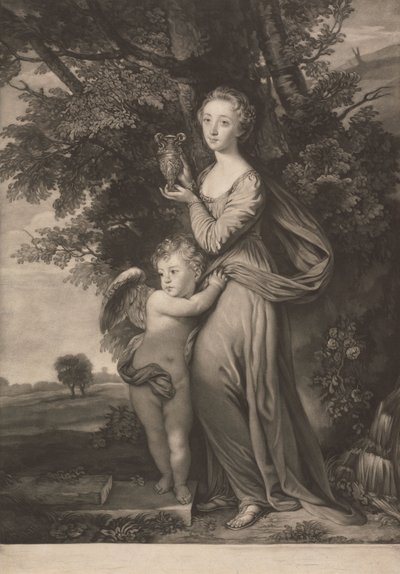 Bayan Frances Greville ve Kardeşi 'Hebe' ve 'Cupid' olarak by James McArdell
