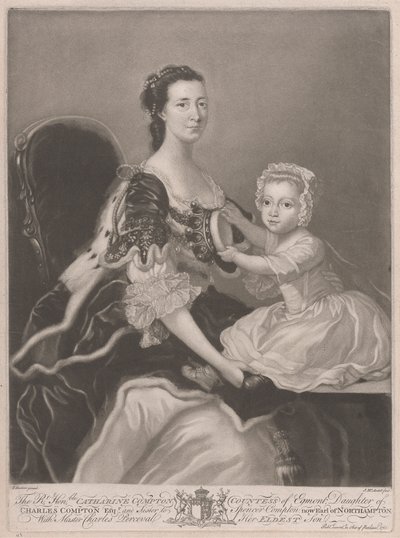 Saygıdeğer Catherine Compton..., Egmont Kontesi..., En Büyük Oğlu Efendi Charles Perceval ile birlikte by James McArdell
