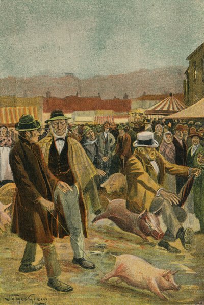 İrlanda Domuz Panayırı (renkli taş baskı) by James McGavin Greig