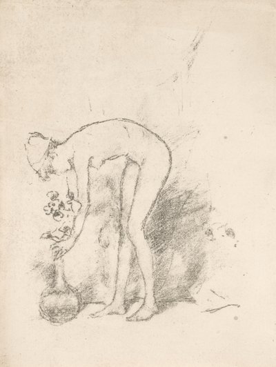 Çiçek Düzenleyen Çıplak Bir Model by James Abbott McNeill Whistler