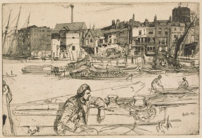 Black Lion Wharf, Thames Setinden (Thames Nehri ve Diğer Konulardaki Sahnelerin On Altı Gravür Serisi) by James Abbott McNeill Whistler