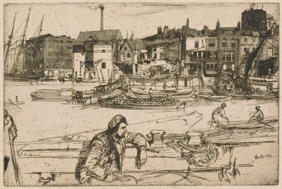 Black Lion Wharf, Thames Setinden (Thames Nehri ve Diğer Konulardaki Sahnelerin On Altı Gravür Serisi) by James Abbott McNeill Whistler