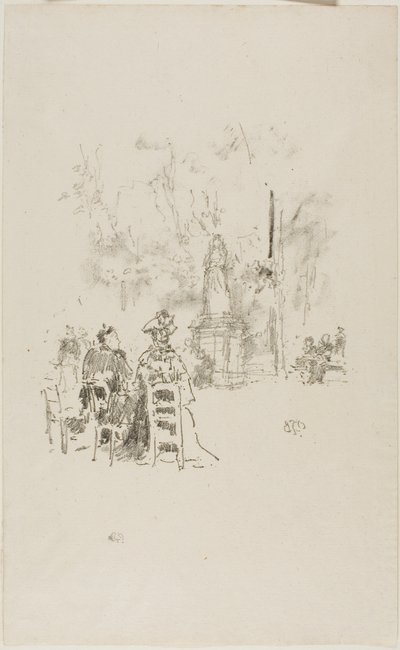 Heykelin Altında Konuşma, Lüksemburg Bahçeleri by James Abbott McNeill Whistler