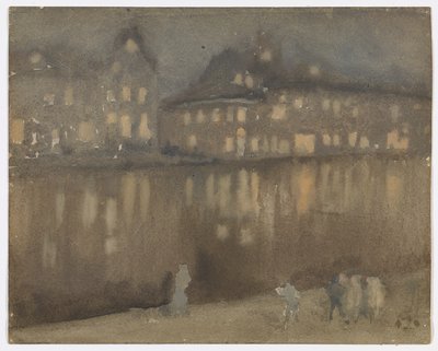 Büyük Kanal, Amsterdam; gece by James Abbott McNeill Whistler