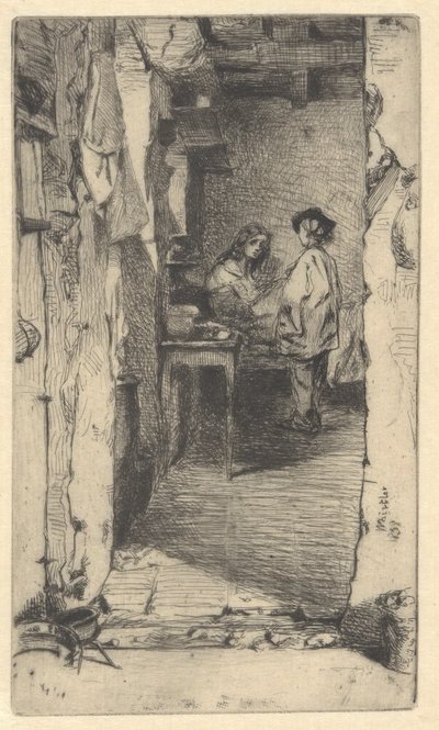 Bez Toplayıcılar, Mouffetard Bölgesi, Paris by James Abbott McNeill Whistler
