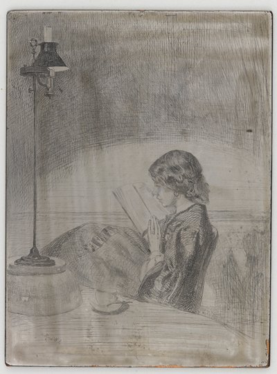 Lamplight ile okuma by James Abbott McNeill Whistler