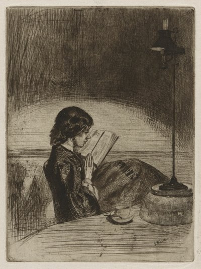 Lamplight ile okuma by James Abbott McNeill Whistler