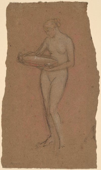 Bir kase tutan çıplak kadın ayakta [rekto] by James Abbott McNeill Whistler