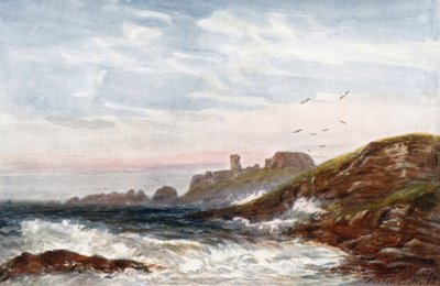 "Dunbar Kalesi" (renkli lito) by James Orrock