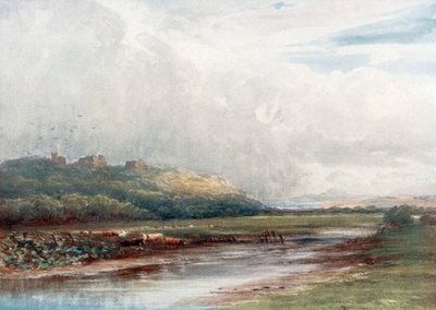 "Tutbury Kalesi" (renkli taş baskı) by James Orrock