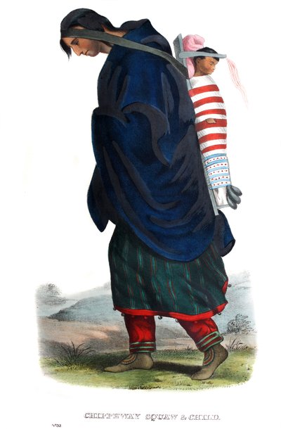 Chippeway (Ojibwe) kadın ve çocuk by James Otto Lewis
