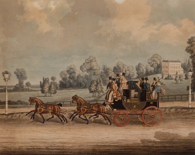 Cambridge Coach (renkli gravür) by James Pollard