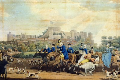 George III (1738-1820) Avcılıktan Dönüş, M. Dubourg tarafından oyulmuş, 1820 (aquatint) by James Pollard