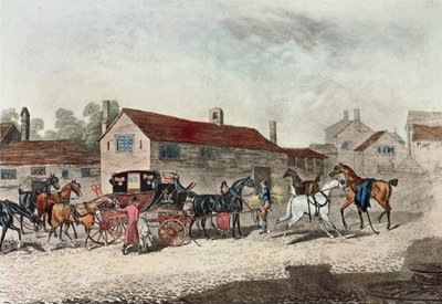 Posta Arabası Atları Değiştiren, R. Havell tarafından kazınmış, 1815 by James Pollard