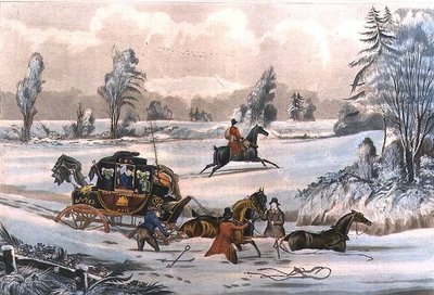 Kar Driftinde Posta Arabası, gravür G. Reeves, pub. J. Watson 21/9/1825 (gravür) by James Pollard