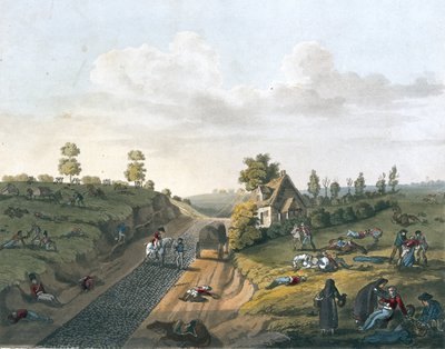 Valette Kulübesinin Görünümü, 1817 (renkli aquatint) by James Rouse