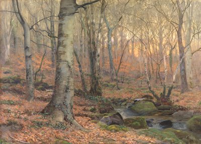 Russet ve Gray: Galce Kayın Ağacı (w/c) by James Thomas Watts