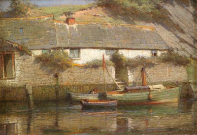 Riverside Cottage (tuval üzerine yağlı boya) by James Valentine Jelley