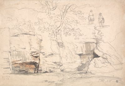 Ağaçlar ve Figürlerle Kayalık Bir Yamaç by James Ward
