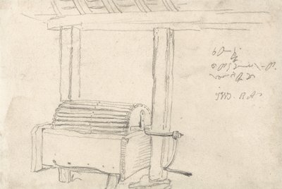 Patatesleri yıkamak için elle haddeleme makinesi (kağıt üzerinde siyah tebeşir) by James Ward