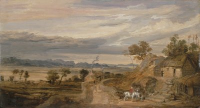 Kulübelerle Peyzaj, c.1802-07 (panelde yağlı boya) by James Ward