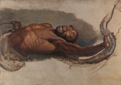 Bir Boa Yılanıyla Mücadele Eden Adam, “Avını Yakalayan Liboya Yılanı” Çalışması by James Ward