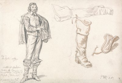 Ayakta Duran Figür ve Çizme Çalışmaları, 1825 (kağıt üzerinde grafit ve sepya yıkama) by James Ward