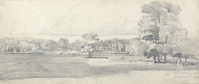 Eski Salon, Tabley, Parkland ile çevrili, 20 Temmuz 1814 (kağıt üzerine kurşun kalem) by James Ward