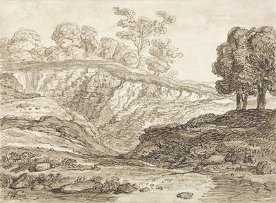 The Quarry (kağıt üzerinde kahverengi yıkama ile kalem ve kahverengi mürekkep) by James Ward