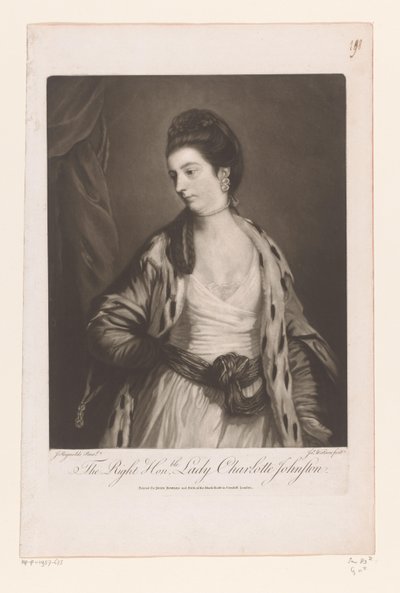 Portret van Charlotte Johnstone Sağ Honble. Leydi Charlotte Johnston (nesnedeki başlık) by James Watson (prentmaker)