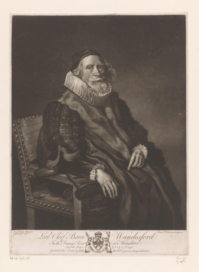 Portret van Rowland Wandesford Lord Chief Baron Wandesford (nesnedeki başlık) Schilderijen uit The Houghton Gallery (dizi adı) Houghton Galerisi (dizi başlığı) by James Watson (prentmaker)