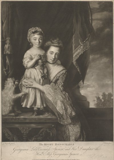 Margaret Georgiana Spencer, (kızlık soyadı Poyntz), Kontes Spencer ve Kızı Georgiana Cavendish, (kızlık soyadı Spencer), Devonshire Düşesi by James Watson