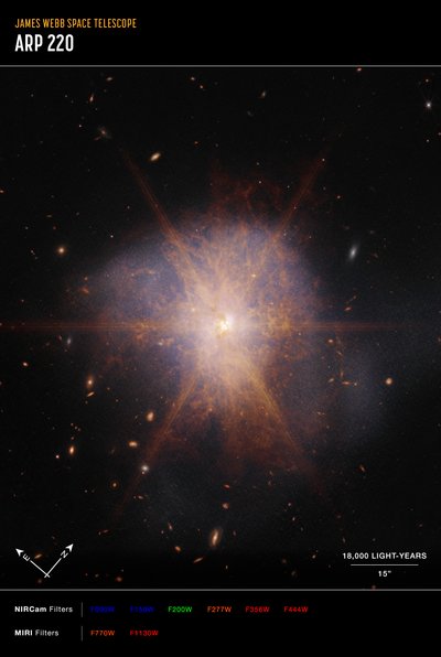 Arp 220 (NIRCam ve MIRI Compass görüntüsü) by James Webb Space Telescope (NASA)