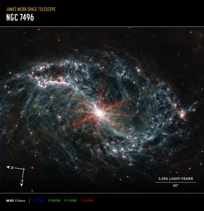 NGC 7496 (MIRI Pusula Görüntüsü) by James Webb Space Telescope (NASA)
