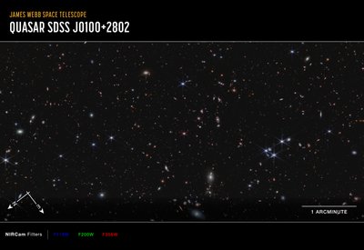 Quasar J0100+2802 (NIRCam Pusula Görüntüsü) by James Webb Space Telescope (NASA)