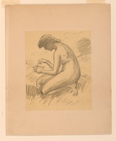 Çömelmiş Kadın Çıplak by James Wells Champney