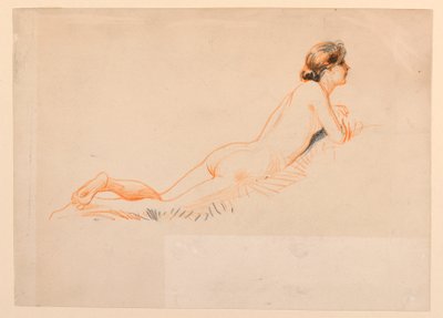 çıplak kadın, çimenlerin üzerinde dinlenme by James Wells Champney