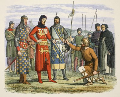 Gaveston'ın başı Lancaster Kontuna gösterilen, A Chronicle of England M.Ö. 55'ten MS 1485'e kadar, pub. Londra by James William Edmund Doyle