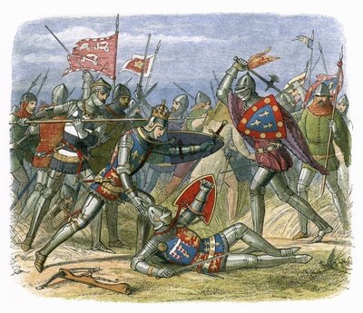 Kral Henry V, Agincourt savaşında Alencon dükü tarafından saldırıya uğradı by James William Edmund Doyle