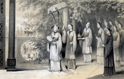 Dut bahçesinden tapınağa giden imparatoriçe ve hizmetçileri, 1847. by James William Giles