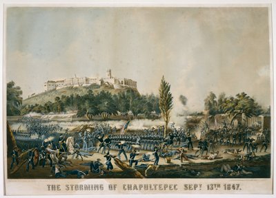 Chapultepec Baskını 13 Eylül 1847, 1848 (dokuma kağıt üzerinde kromolitograf) by James after Walker