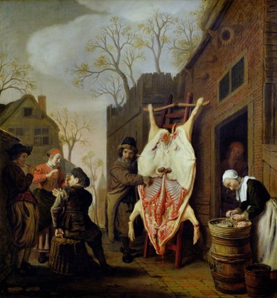 Kasap Dükkanı (tuval üzerine yağlıboya) by Jan (1620-76) Victors