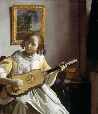 Gitar Çalan (tuval üzerine yağlıboya) by Jan Vermeer van Delft