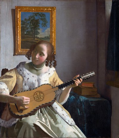 ""Gitar Çalan" (Gitar Çalan) Tablo Jan Vermeer (Johannes) (1632-1675) - 1672 - Tuval üzerine yağlı boya - Boyut 53x46,3 cm Kenwood House by Johannes Vermeer