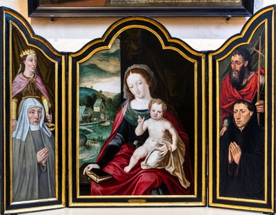 Bakire ve Çocuk ile Azize Catherine, Vaftizci Yahya ve bağışçılar by Jan (c.1472-c.1533) Gossaert