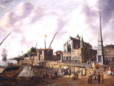 Rıhtım Kenarında Zarif Figürler ve Uzakta Denizde Gemicilik ile Bir Akdeniz Liman Manzarası by Jan Abrahamsz. Beerstraten