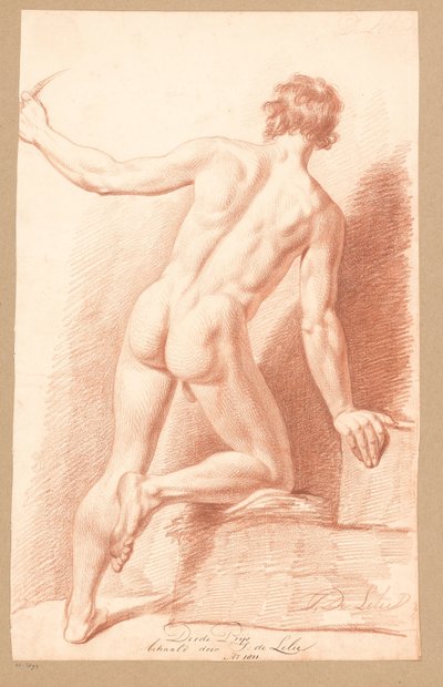 Ayakta çıplak erkek, arkadan görülüyor (3. ödül 1811) by Jan Adriaan Antonie de Lelie