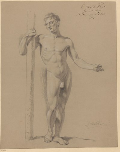 Önden bakıldığında çıplak erkek ayakta (1.lik ödülü 1817) by Jan Adriaan Antonie de Lelie