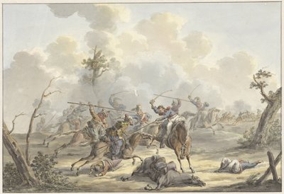 Kırım Kazakları ile Fransız Atlı Topçuları Arasında Saldırı by Jan Anthonie Langendijk Dzn