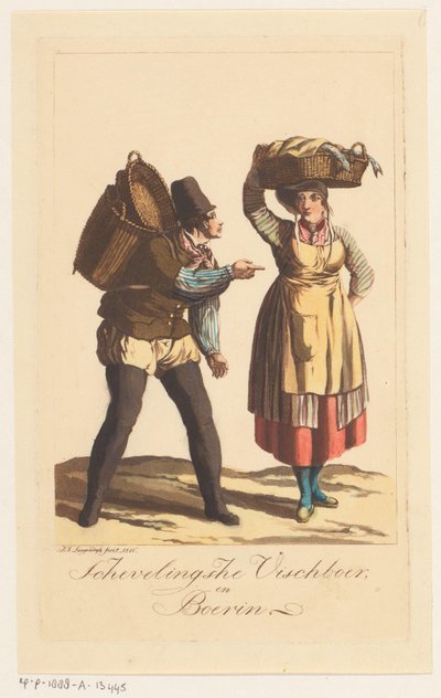 Scheveningen balıkçı türleri Schevelingsche Visch Boer ve Boerin (nesne üzerindeki başlık) by Jan Anthonie Langendijk Dzn